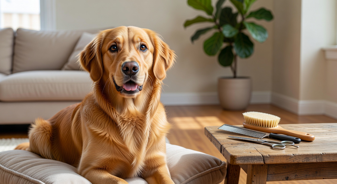 Dog looking curious, blog post image about grooming frequency